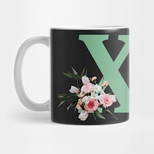 Letter X green with colorful flowers Mug